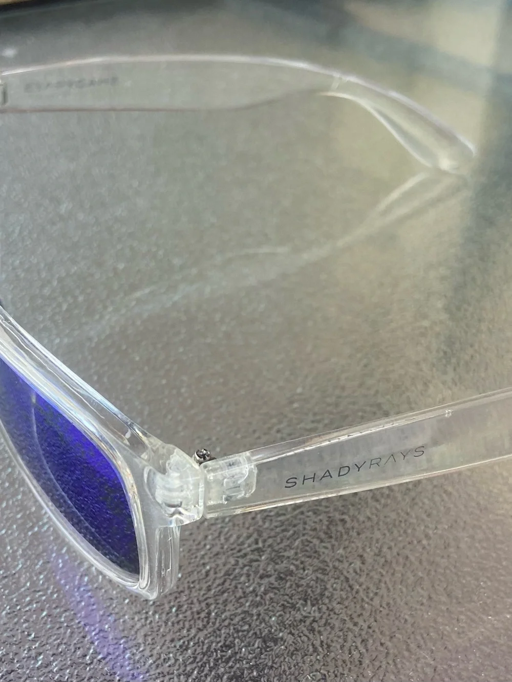 Unisex Clear Frame Sunglasses with Blue Mirrored Lenses